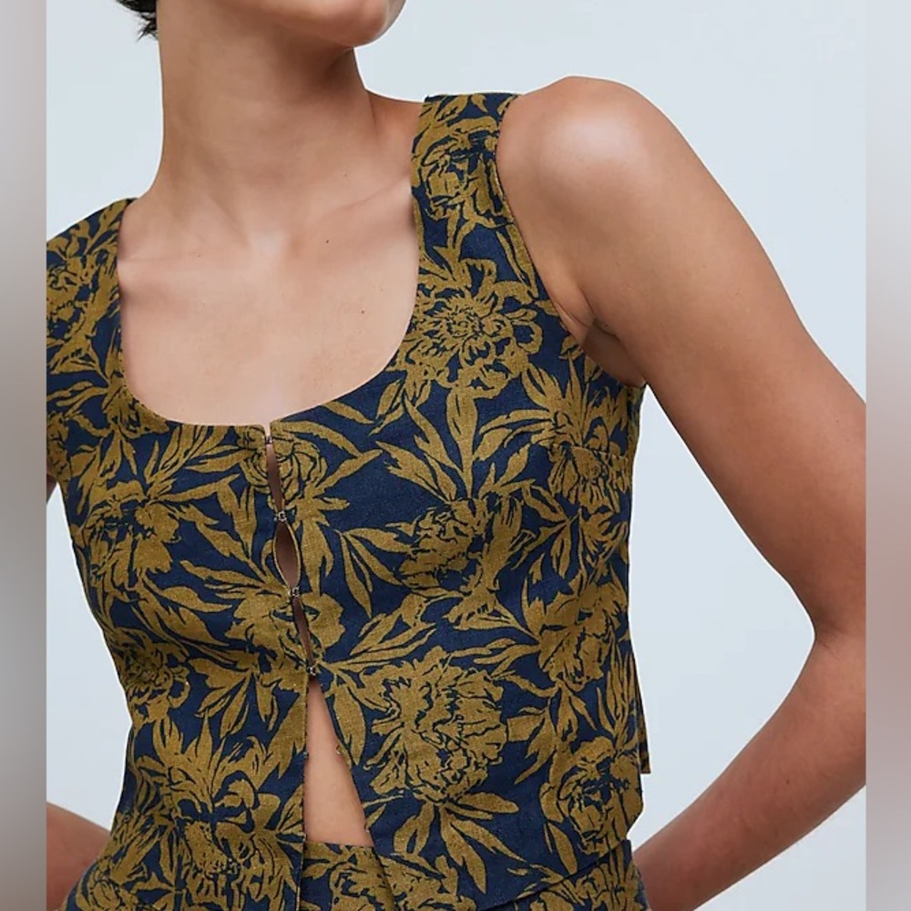 Madewell Scoopneck Crop Tank in 100% Linen, Size XS